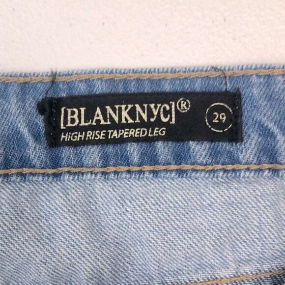 Blank NYC The Rivington Jeans High Rise Tapered Light Blue Wash Wash Denim 29 - Picture 10 of 10